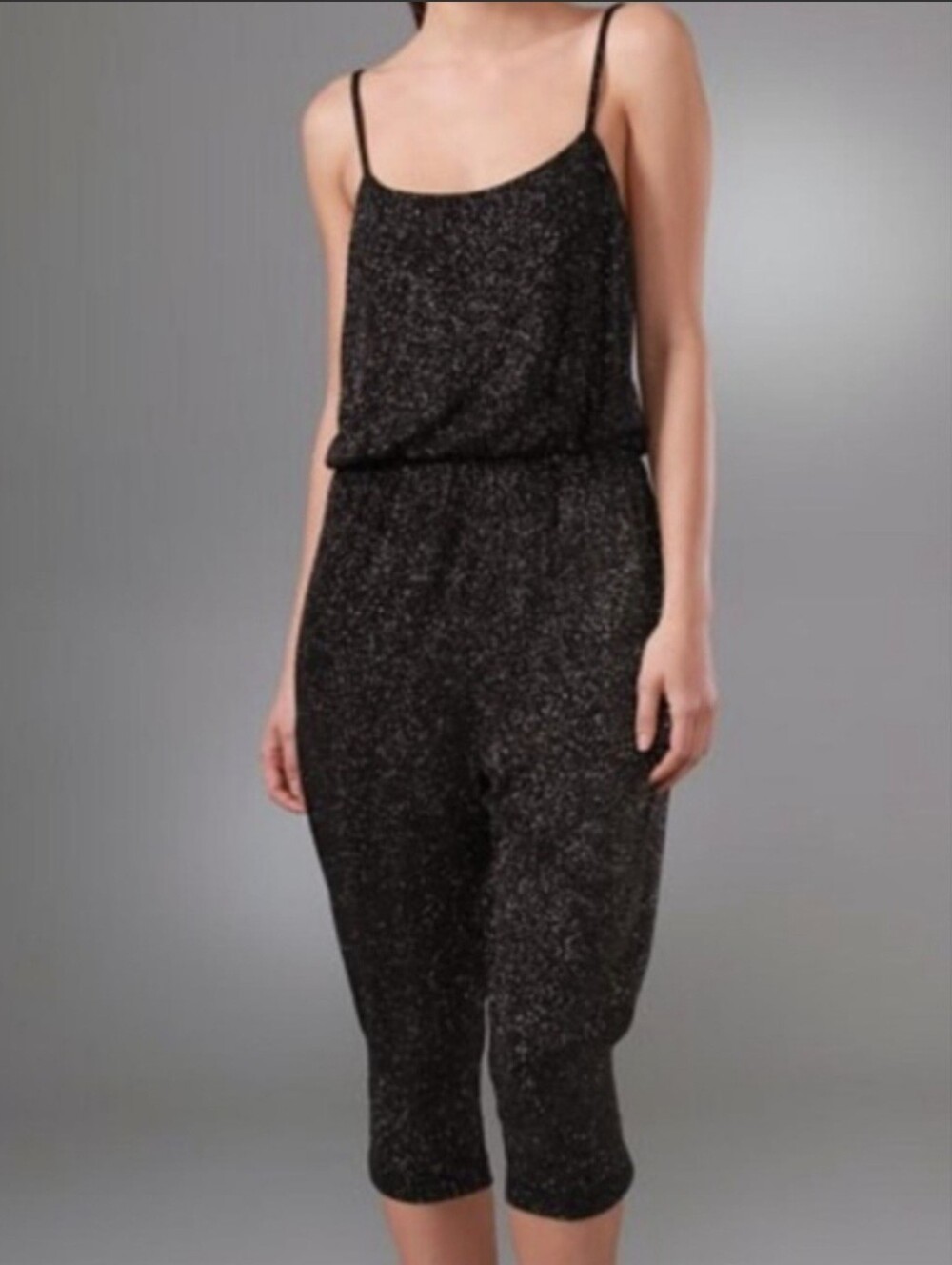 Alice + Olivia NWT Zahara Black Glitter Sparkle Jumpsuit XS